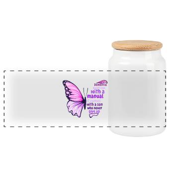 Demenzpfleger Schmetterling - Panorama Keksdose mit Holzdeckel - Weiß - Vorne