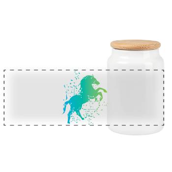 Horse illustration explosion art icon icon - Panoramic Cookie Jar with Wooden Lid - white - Front