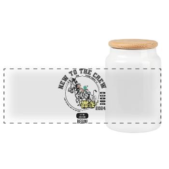 NEW TO THE CREW- WELCOME BABY - Panorama Keksdose mit Holzdeckel - Weiß - Vorne