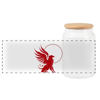 Griffon Rouge en Cercle - Boîte à biscuits avec couvercle en bois - blanc - Devant