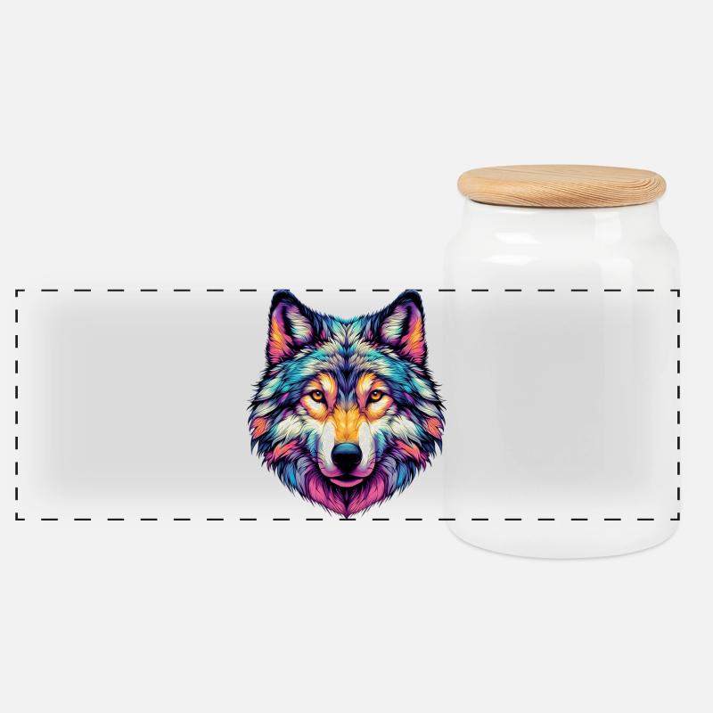 Wolf - Panorama Keksdose mit Holzdeckel - Weiß