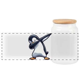Cooler Pinguin Dabbing Tanzen Entspannt Spass - Panorama Keksdose mit Holzdeckel - Weiß - Vorne