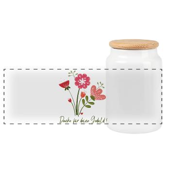Thank you for your patience - Panoramic Cookie Jar with Wooden Lid - white - Front