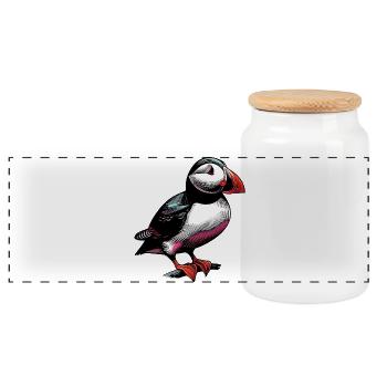 Macareux - Boîte à biscuits avec couvercle en bois - blanc - Devant