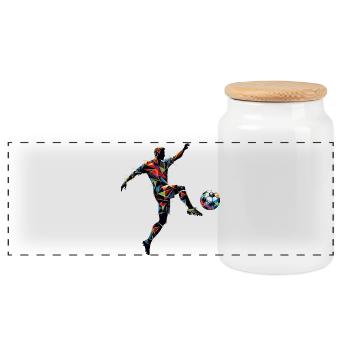 joueur de football dynamique jouant au football - Boîte à biscuits avec couvercle en bois - blanc - Devant