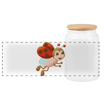 niedlicher Comic Marienkäfer - Panorama Keksdose mit Holzdeckel - Weiß - Vorne