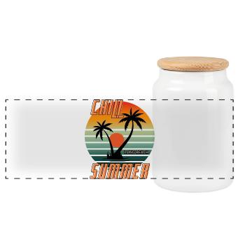 Chill the summer - long beach - Panorama Keksdose mit Holzdeckel - Weiß - Vorne