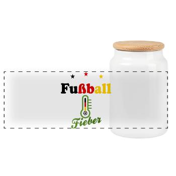 Fußballer Sport Fieber - Panorama Keksdose mit Holzdeckel - Weiß - Vorne