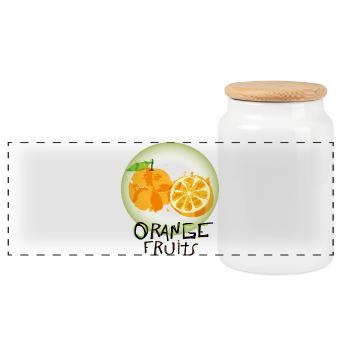Orange Fruits - Panoramic Cookie Jar with Wooden Lid - white - Front
