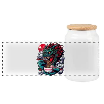 Ramen-Festmahl Nudeln schlürfen wie ein brennender Drache - Panorama Keksdose mit Holzdeckel - Weiß - Vorne