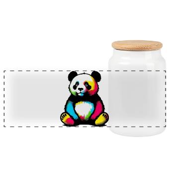 Panda - Panorama Keksdose mit Holzdeckel - Weiß - Vorne