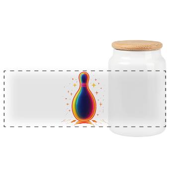 Retro Bowling Pin - Panoramic Cookie Jar with Wooden Lid - white - Front