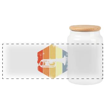 Croquis de trompette vintage - Boîte à biscuits avec couvercle en bois - blanc - Devant