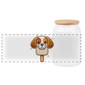 niedliches Beagle Hund-Eis-Motiv für den Sommer - Panorama Keksdose mit Holzdeckel - Weiß - Vorne