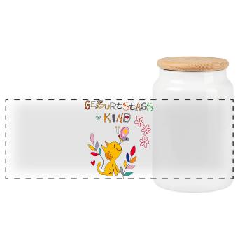 Fille d’anniversaire, joyeux anniversaire - Boîte à biscuits avec couvercle en bois - blanc - Devant