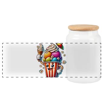 motif de glace de dessin animé joyeux pour les plaisirs de l’été - Boîte à biscuits avec couvercle en bois - blanc - Devant