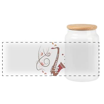 Saxophone Instrument de musique - Boîte à biscuits avec couvercle en bois - blanc - Devant