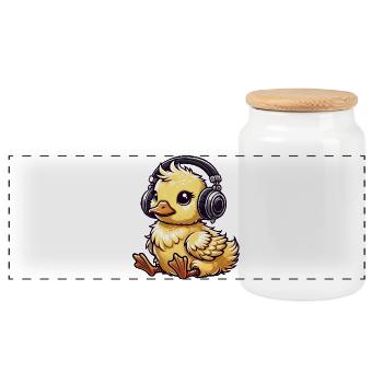 Motif de casque de poussin mignon - Boîte à biscuits avec couvercle en bois - blanc - Devant