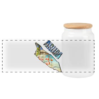 Watercolor Map Aruba - Panoramic Cookie Jar with Wooden Lid - white - Front