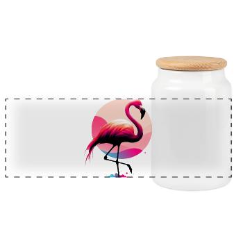 Flamant - Boîte à biscuits avec couvercle en bois - blanc - Devant