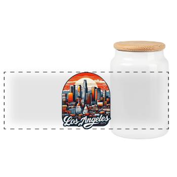 Paysage onirique de Los Angeles : l’art de l’ambiance vibrante de la ville - Boîte à biscuits avec couvercle en bois - blanc - Devant