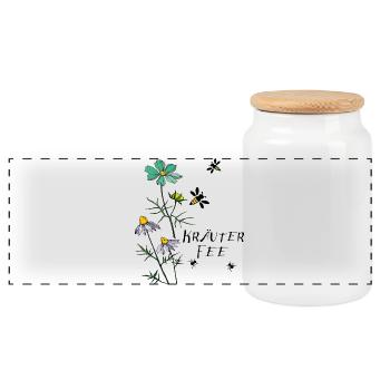 Herbe, Fée, Abeille, Fourmi - Boîte à biscuits avec couvercle en bois - blanc - Devant