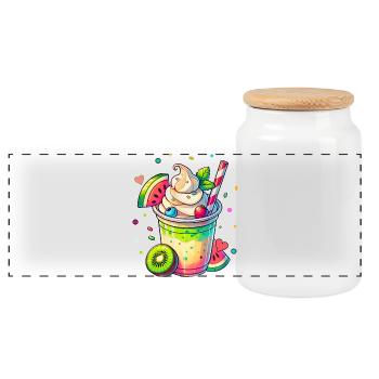 exotic fruity dreams:summer milkshake - Panoramic Cookie Jar with Wooden Lid - white - Front