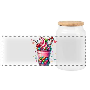 Plaisir des sens : Mug Candy Milkshake - Boîte à biscuits avec couvercle en bois - blanc - Devant