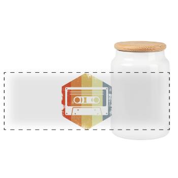 Cassette rétro des années 80 - Boîte à biscuits avec couvercle en bois - blanc - Devant