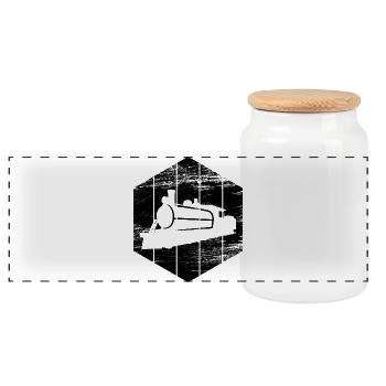 Locomotive - Panoramic Cookie Jar with Wooden Lid - white - Front