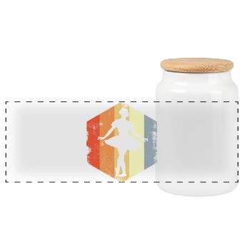 Ballet Girl Sketch Vintage Look - Panoramic Cookie Jar with Wooden Lid - white - Front