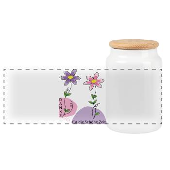 Merci pour ce bon moment - Boîte à biscuits avec couvercle en bois - blanc - Devant