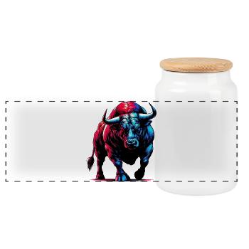 Taureau - Boîte à biscuits avec couvercle en bois - blanc - Devant