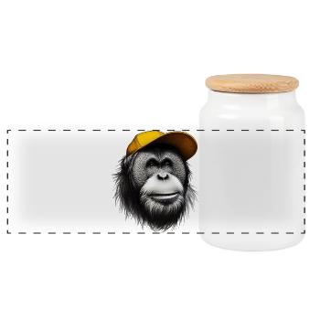 Orang-Utan-Affe - Panorama Keksdose mit Holzdeckel - Weiß - Vorne