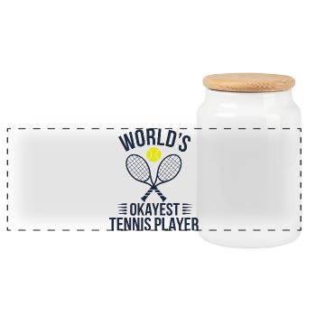 Tennis T-Shirt Worlds Okayest Tennis Player Funny - Panorama Keksdose mit Holzdeckel - Weiß - Vorne