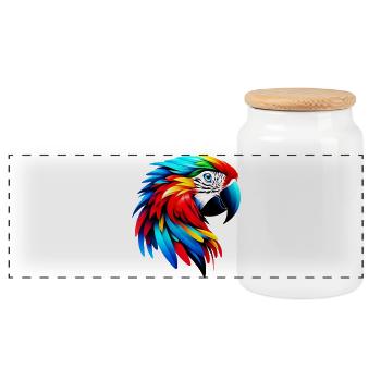 Parrot - Panoramic Cookie Jar with Wooden Lid - white - Front