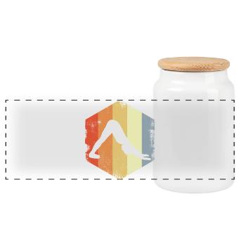 Yogini Drawing - Panoramic Cookie Jar with Wooden Lid - white - Front