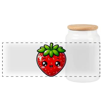 Fraise Fraises - Boîte à biscuits avec couvercle en bois - blanc - Devant