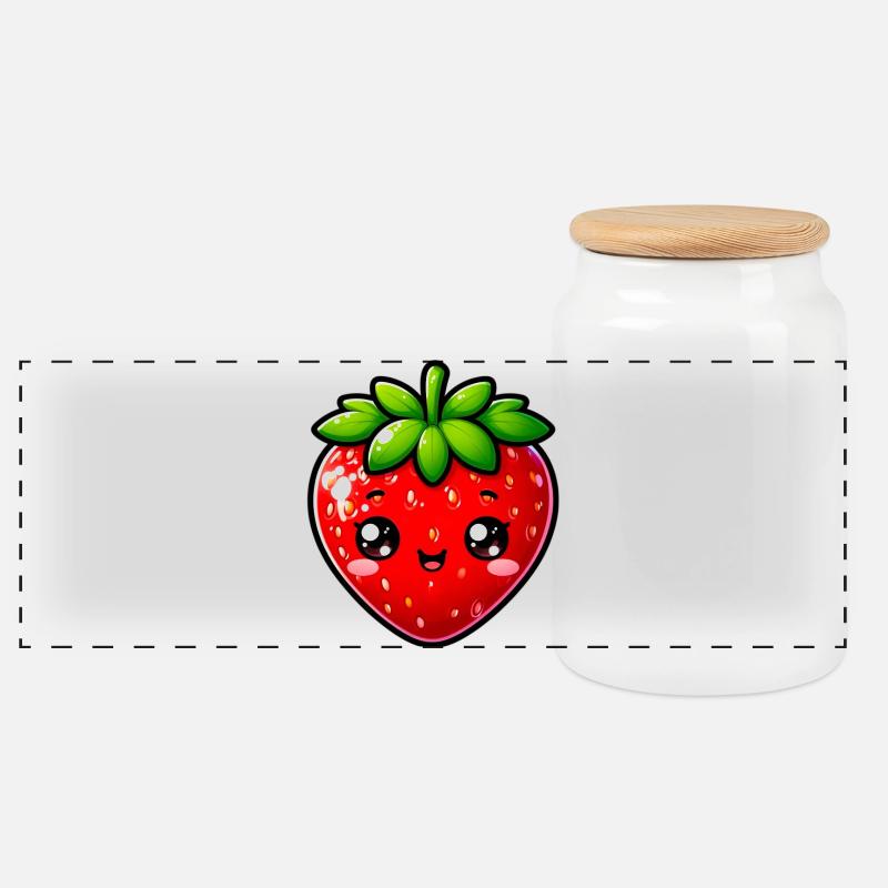 Erdbeeren Erdbeeren - Panorama Keksdose mit Holzdeckel - Weiß