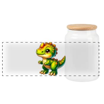 Dinosaure - Boîte à biscuits avec couvercle en bois - blanc - Devant