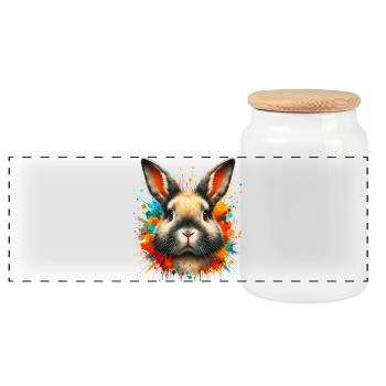 Lapin - Boîte à biscuits avec couvercle en bois - blanc - Devant