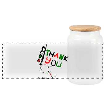 Merci, merci pour la vie colorée - Boîte à biscuits avec couvercle en bois - blanc - Devant