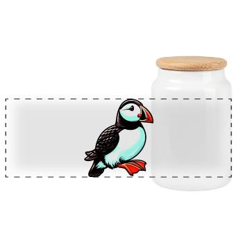 Puffin - Panoramic Cookie Jar with Wooden Lid - white - Front