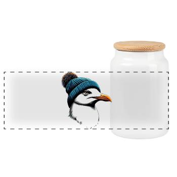 Mouette - Boîte à biscuits avec couvercle en bois - blanc - Devant