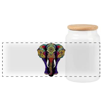 Éléphant - Boîte à biscuits avec couvercle en bois - blanc - Devant