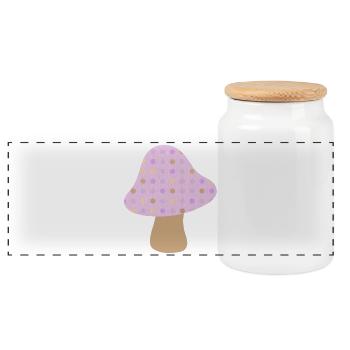 Pilz braun Punkte Dots pastell Wald Kinderzimmer - Panorama Keksdose mit Holzdeckel - Weiß - Vorne