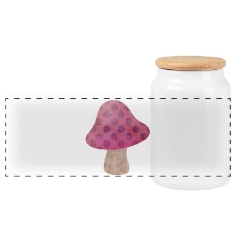 Pilz Herbst Märchen Dots Punkte Wald Kinderzimmer - Panorama Keksdose mit Holzdeckel - Weiß - Vorne
