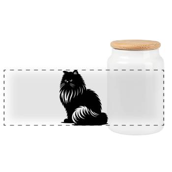 Persian Cat - Persian - Panoramic Cookie Jar with Wooden Lid - white - Front