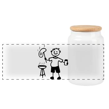 Joie des grillades, du barbecue et des fêtes sur le gril non encadré - Boîte à biscuits avec couvercle en bois - blanc - Devant