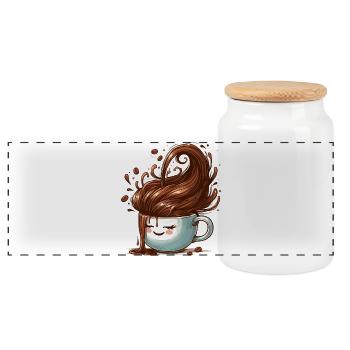 Gute Laune Kaffee Tasse Geschenk - Panorama Keksdose mit Holzdeckel - Weiß - Vorne